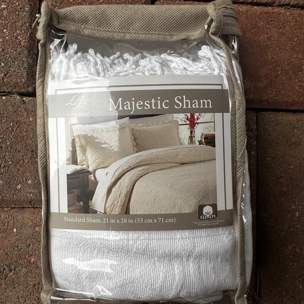 Lamont Home Majestic‎ Matelasse Standard Sham Ecru Cotton Woven Portugal